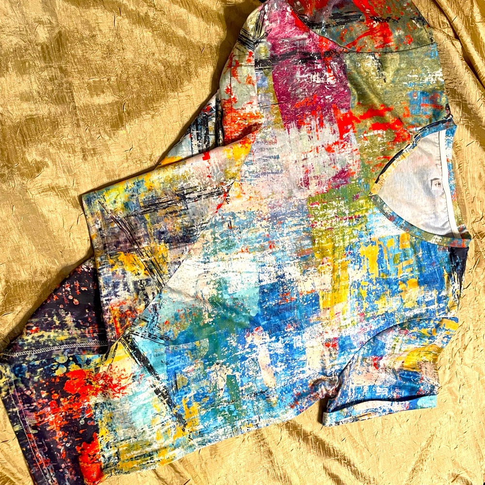 Pixie Lady; Multiple colored top to be worn anywhere. Size 2X Very gently worn